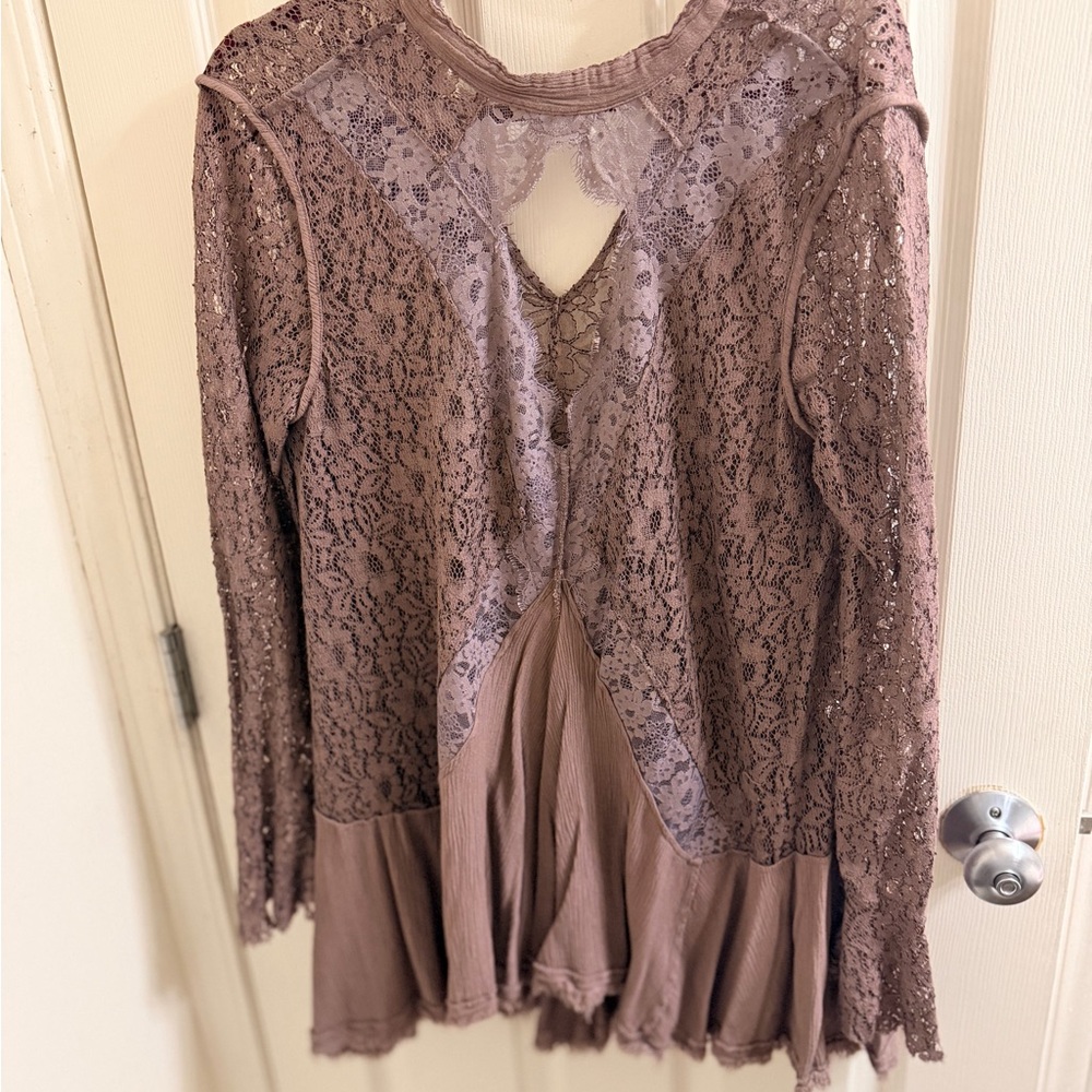 Free People Mauve Lace Blouse